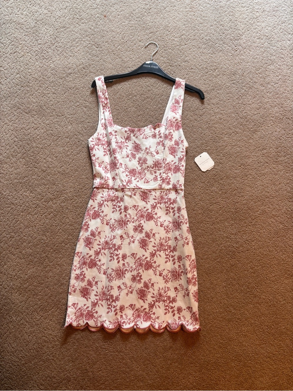 Altar'd State Cream and Dusty Rose Floral Square-Neck Dress
